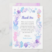 甘い人魚パステル女の子ベビーシャワー サンキューカード (正面/裏面)