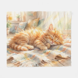 甘い仔猫のひなたぼっこ フリースブランケット