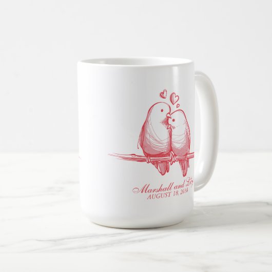 甘い仲の良い恋人同士のバレンタインの結婚式のクラシックのマグ コーヒーマグカップ (正面右)