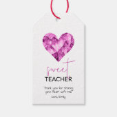 甘い先生と紫の水色のダイヤモンドハート ギフトタグ (正面)