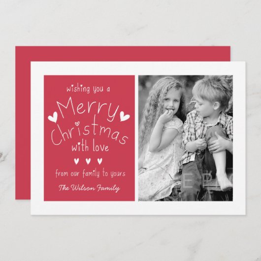 甘い写真の休日のグリーティングカード | レッド シーズンカード (正面/裏面)