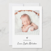 甘い写真シンプルとハート | 誕生 案内状 (正面)