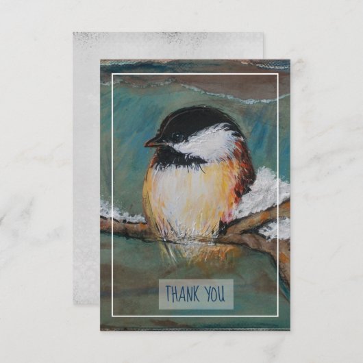 甘い冬の《鳥》アメリカゴガラバードズ絵画サンキュー サンキューカード (正面/裏面)