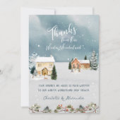 甘い冬ワンダーランド水の色ベビーシャワー サンキューカード (正面)