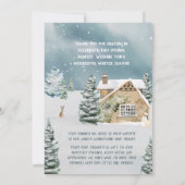 甘い冬ワンダーランド水の色ベビーシャワー サンキューカード (裏面)