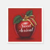 甘い到着赤りんご赤ちゃんシャワー スタンダードカクテルナプキン (正面)