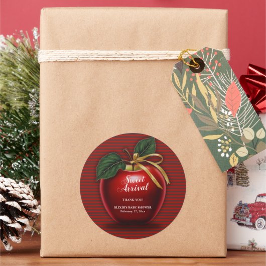 甘い到着赤りんご赤ちゃんシャワー ラウンドシール (クリスマス)