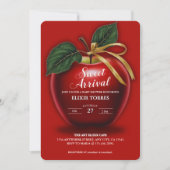 甘い到着赤りんご赤ちゃんシャワー 招待状 (正面)