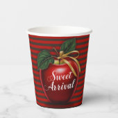 甘い到着赤りんご赤ちゃんシャワー 紙コップ (裏面)