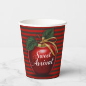 甘い到着赤りんご赤ちゃんシャワー 紙コップ (正面)