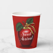 甘い到着赤りんご赤ちゃんシャワー 紙コップ (正面)