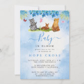 甘い動物の女の子のベビーで開花ベビーシャワー 招待状 (正面)