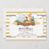 甘い動物サファリストライプのベイバシャワー 招待状 (正面)
