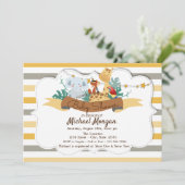 甘い動物サファリストライプのベイバシャワー 招待状 (スタンド正面)