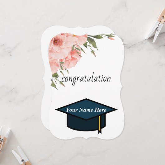 甘い卒業式メッセージフラットグリーティングカード カード (正面/裏面インサイチュ)