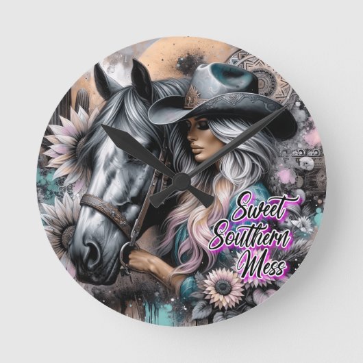 甘い南部の混乱 ラウンド壁時計 (正面)