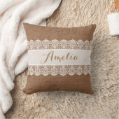 甘い原稿-フェイクなバーラップおよびレースのモノグラム クッション (ブランケット)