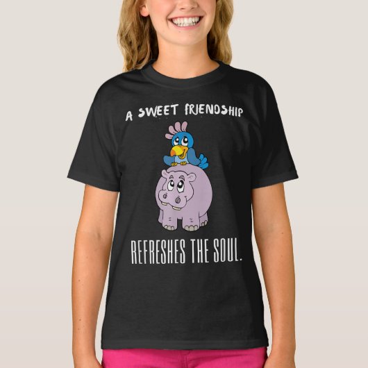 甘い友情が魂の紫のヒッポをリフレッシュ Tシャツ (正面)