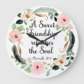 甘い友情の箴言27:9フローラ ラージ壁時計 (正面)