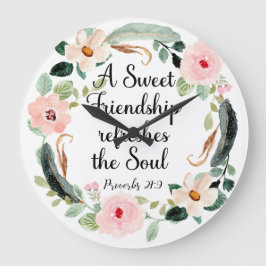 甘い友情の箴言27:9フローラ ラージ壁時計