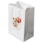 甘い可愛いテディベアハートベビーシャワー ミディアムペーパーバッグ (裏面アングル)