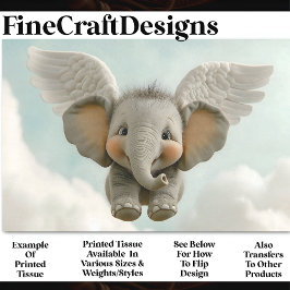 甘い可愛いベビーゾウと翼AV4デコパージュ 薄葉紙