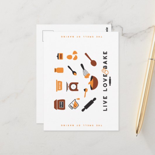 甘い可愛いベーキングツールアート ポストカード (正面/裏面インサイチュ)