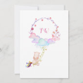 甘い可愛いユニコーンウォーター色少女ファースト誕生日 招待状 (裏面)