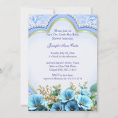 甘い可愛い青い男の子の赤ちゃんシャワー子犬の子猫 招待状 (裏面)