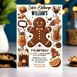 甘い可愛い食べ物キッズクッキー交換7誕生日 招待状