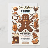 甘い可愛い食べ物キッズクッキー交換7誕生日 招待状 (正面)