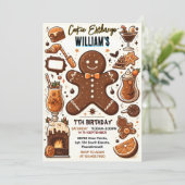 甘い可愛い食べ物キッズクッキー交換7誕生日 招待状 (スタンド正面)