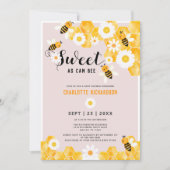 甘い可憐な黄色の蜂蜜ビーベイビーシャワー 招待状 (正面)