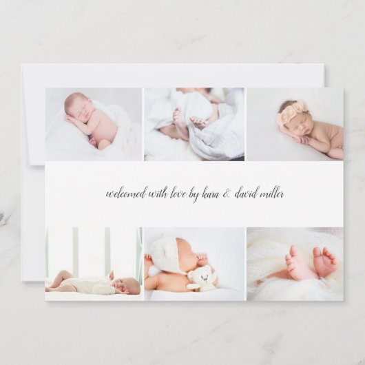 甘い台本 |写真コラージュの誕生のお知らせ 案内状 (裏面)