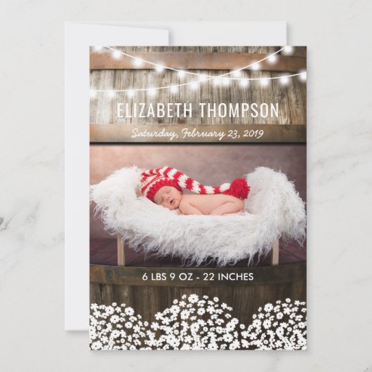 甘い国素朴ベビー誕生のお知らせ 案内状 (正面)