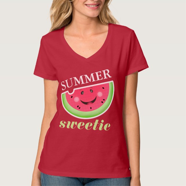甘い夏のかわいいのスイカのTシャツ/タンクトップ Tシャツ (正面)
