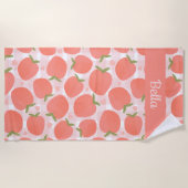 甘い夏のピーチパターン ビーチタオル (正面)