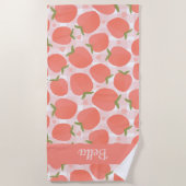 甘い夏のピーチパターン ビーチタオル (正面)