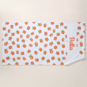 甘い夏のピーチパターン ビーチタオル (正面)