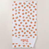 甘い夏のピーチパターン ビーチタオル (正面)