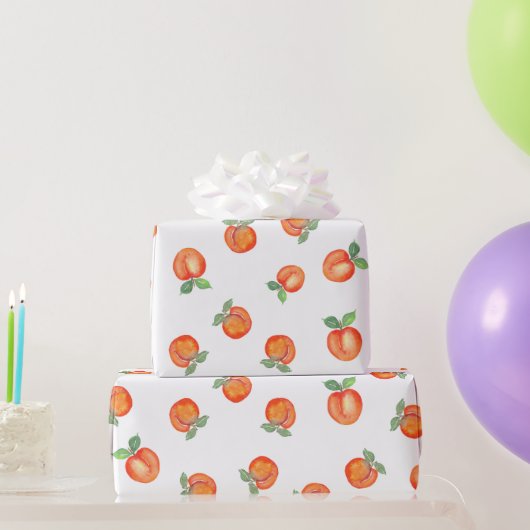 甘い夏のピーチパターン ラッピングペーパー (パーティーギフト)