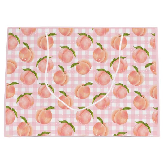 甘い夏のピーチパターン ラージペーパーバッグ (正面)