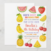 甘い夏のフルーツ誕生日招待状 招待状 (正面/裏面)