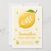 甘い夏のレモンシトラス1歳誕生日 招待状 (正面)