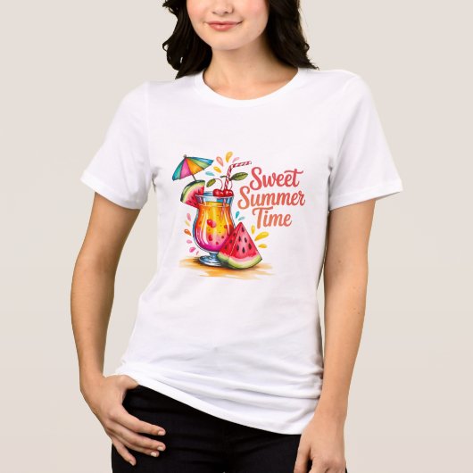 甘い夏の時間Tシャツ - 幸せな暖かい天気 トライブレンドTシャツ (正面)