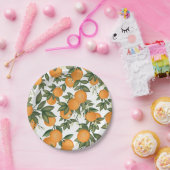 甘い夏の柑橘系の植物オレンジ緑 ペーパープレート (パーティー)