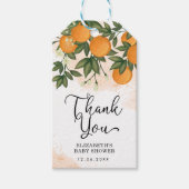 甘い夏の柑橘類オレンジ緑のベビーシャワー ギフトタグ (正面)