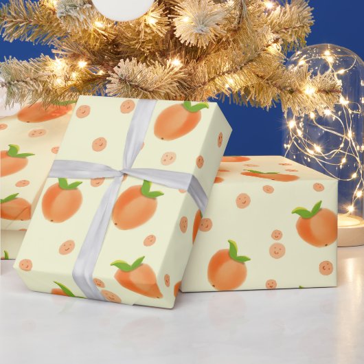 甘い夏の桃のパターン ラッピングペーパー (クリスマス)