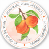 甘い夏の桃の缶詰を保存 シール (正面)