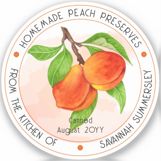 甘い夏の桃の缶詰を保存 シール (正面)